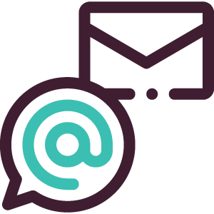 Icons representing email and messaging communication.